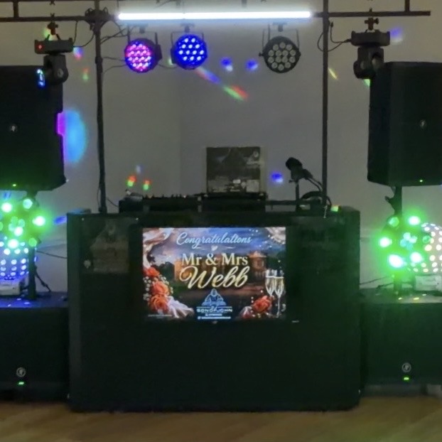 Personalised wedding DJ setup for Mr and Mrs Webb
